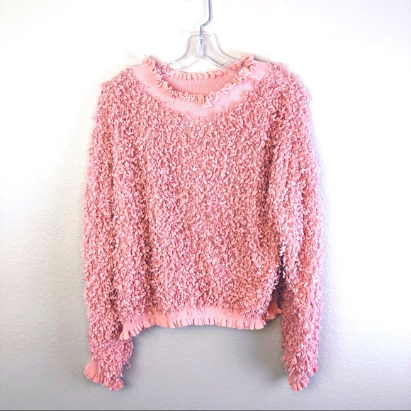 WISHLIST Soft Pink Popcorn Ruffle Mock Top M/L NEW - Picture 3 of 9